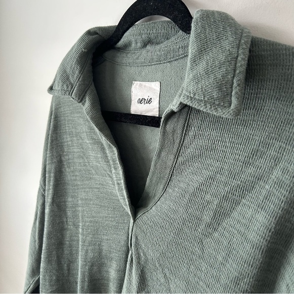 Aerie Endless Summer Polo Sweatshirt Green - Picture 11 of 12
